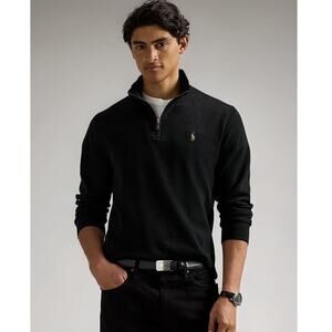 Men's Polo Ralph Lauren Estate Rib Black 1/4 Zip Pullover Sweater Size XL